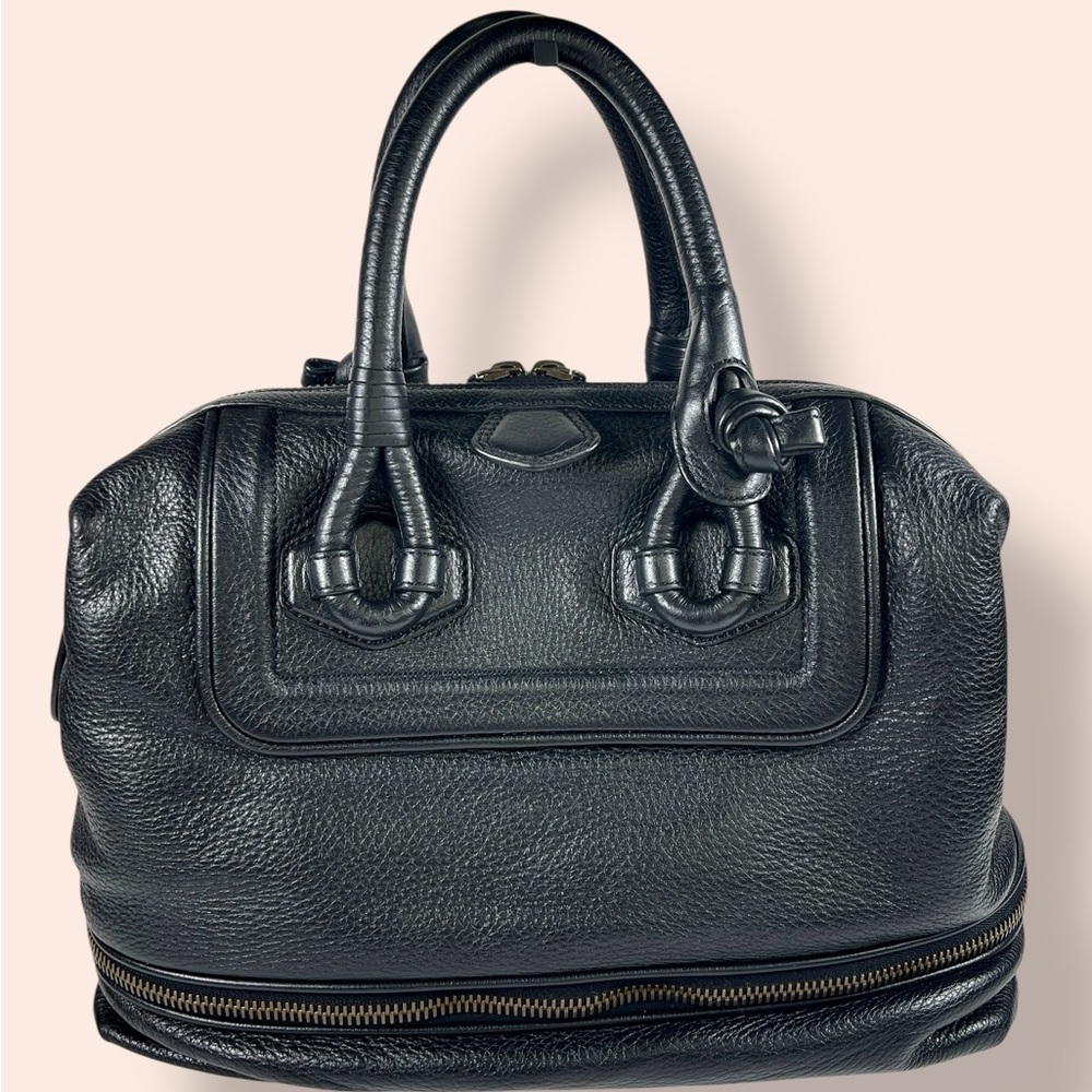 Derek Lam Black Leather Y2K Top Handle Satchel Handbag - Picture 2 of 12